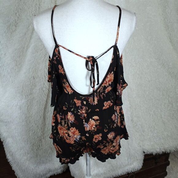 FULL TILT BLACK & PINK FLORAL ROMPER SZ.S EUC - Picture 6 of 8